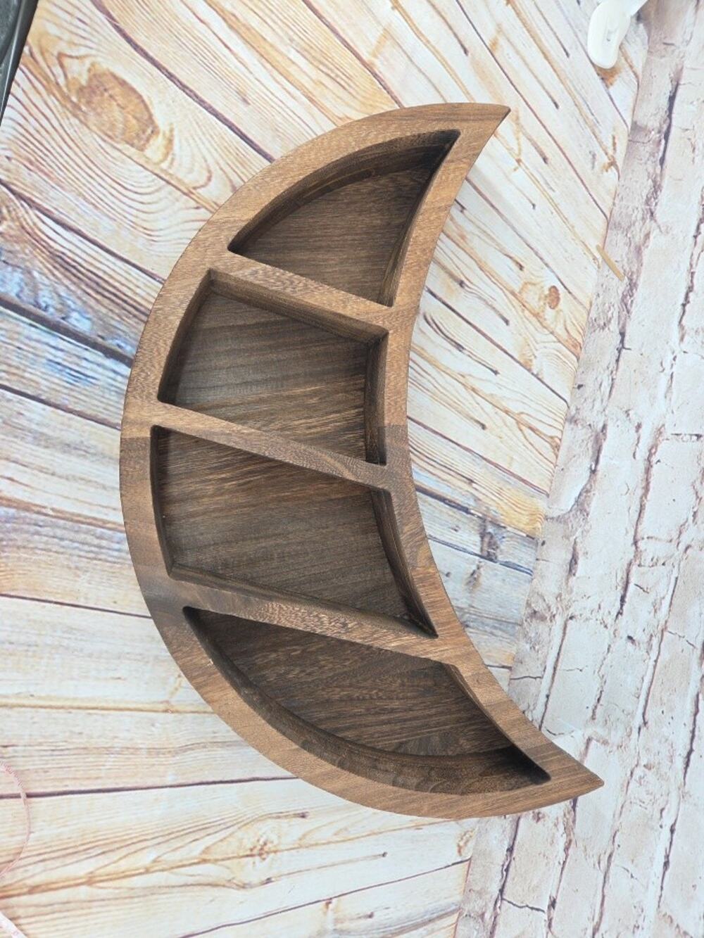 Wooden Wall Hanging Shelf,Floating Shelves,Moon Shelf wall decor Crystal Display